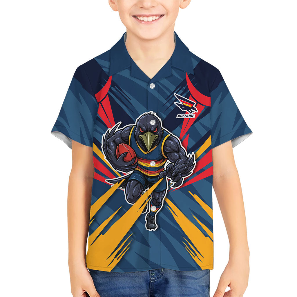 Adelaide Crows Australian Football Kid Hawaiian Shirt Muscular Mascot Graphic - Bold Team Colors