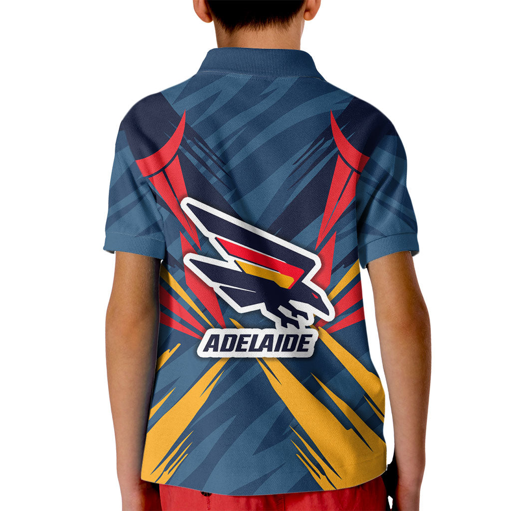Adelaide Crows Australian Football Kid Polo Shirt Muscular Mascot Graphic - Bold Team Colors