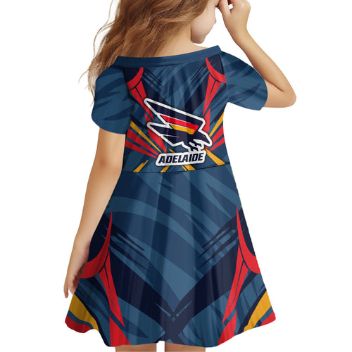Adelaide Crows Australian Football Kid Short Sleeve Dress Muscular Mascot Graphic - Bold Team Colors