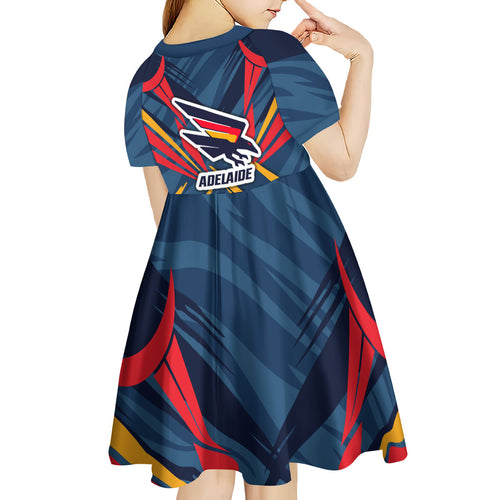 Adelaide Crows Australian Football Kid Short Sleeve Dress Muscular Mascot Graphic - Bold Team Colors