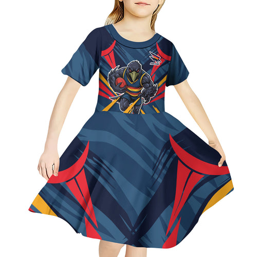 Adelaide Crows Australian Football Kid Short Sleeve Dress Muscular Mascot Graphic - Bold Team Colors