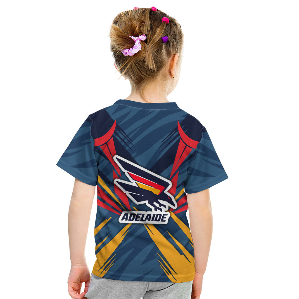 Adelaide Crows Australian Football Kid T Shirt Muscular Mascot Graphic - Bold Team Colors