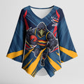 Adelaide Crows Australian Football Kimono Sleeve Blouse Muscular Mascot Graphic - Bold Team Colors
