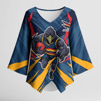 Adelaide Crows Australian Football Kimono Sleeve Blouse Muscular Mascot Graphic - Bold Team Colors
