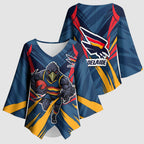 Adelaide Crows Australian Football Kimono Sleeve Blouse Muscular Mascot Graphic - Bold Team Colors