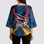 Adelaide Crows Australian Football Kimono Sleeve Blouse Muscular Mascot Graphic - Bold Team Colors