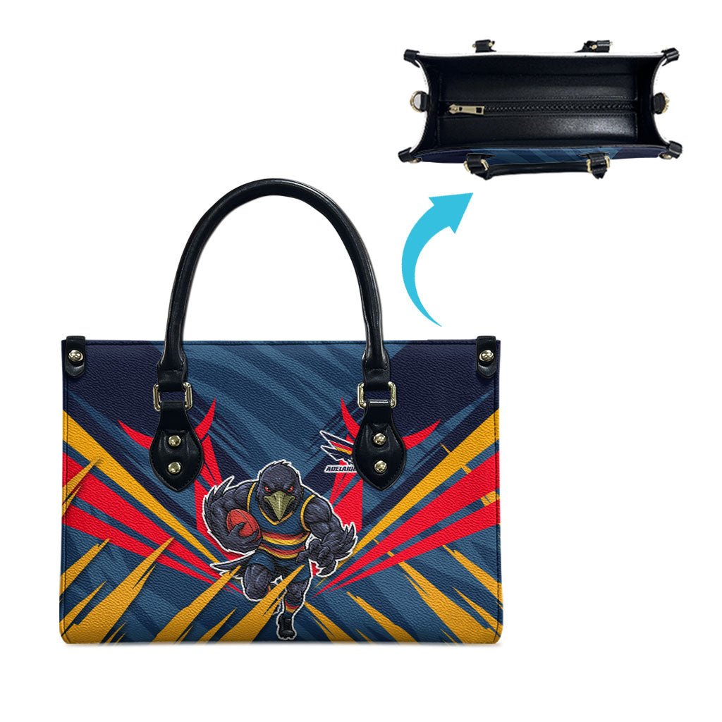 Adelaide Crows Australian Football Leather Bag Muscular Mascot Graphic - Bold Team Colors