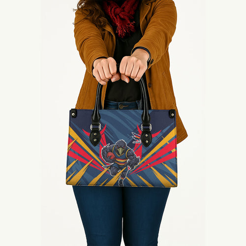 Adelaide Crows Australian Football Leather Bag Muscular Mascot Graphic - Bold Team Colors