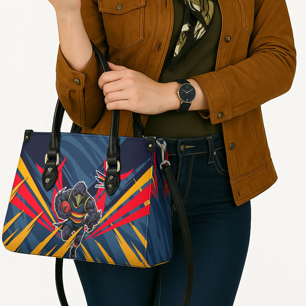 Adelaide Crows Australian Football Leather Bag Muscular Mascot Graphic - Bold Team Colors