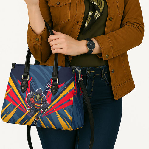 Adelaide Crows Australian Football Leather Bag Muscular Mascot Graphic - Bold Team Colors