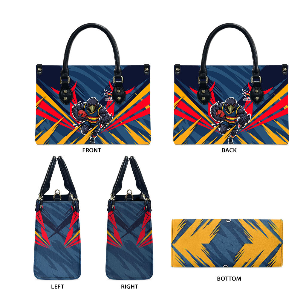 Adelaide Crows Australian Football Leather Bag Muscular Mascot Graphic - Bold Team Colors
