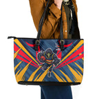 Adelaide Crows Australian Football Leather Tote Bag Muscular Mascot Graphic - Bold Team Colors