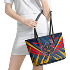 Adelaide Crows Australian Football Leather Tote Bag Muscular Mascot Graphic - Bold Team Colors