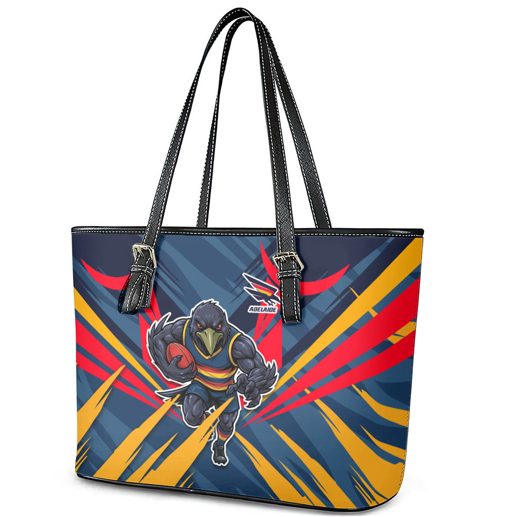 Adelaide Crows Australian Football Leather Tote Bag Muscular Mascot Graphic - Bold Team Colors
