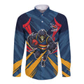Adelaide Crows Australian Football Long Sleeve Button Shirt Muscular Mascot Graphic - Bold Team Colors