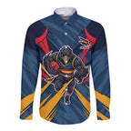 Adelaide Crows Australian Football Long Sleeve Button Shirt Muscular Mascot Graphic - Bold Team Colors