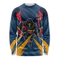 Adelaide Crows Australian Football Long Sleeve Shirt Muscular Mascot Graphic - Bold Team Colors