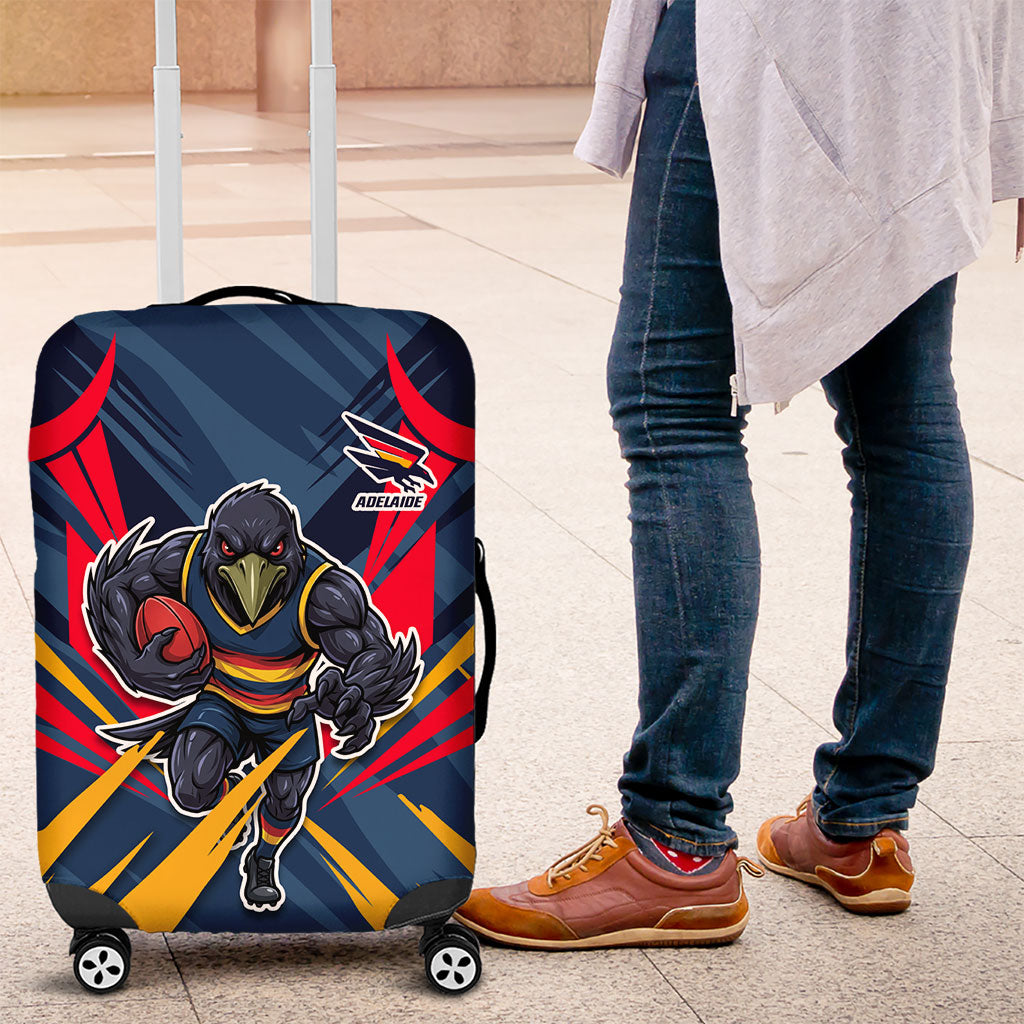 Adelaide Crows Australian Football Luggage Cover Muscular Mascot Graphic - Bold Team Colors