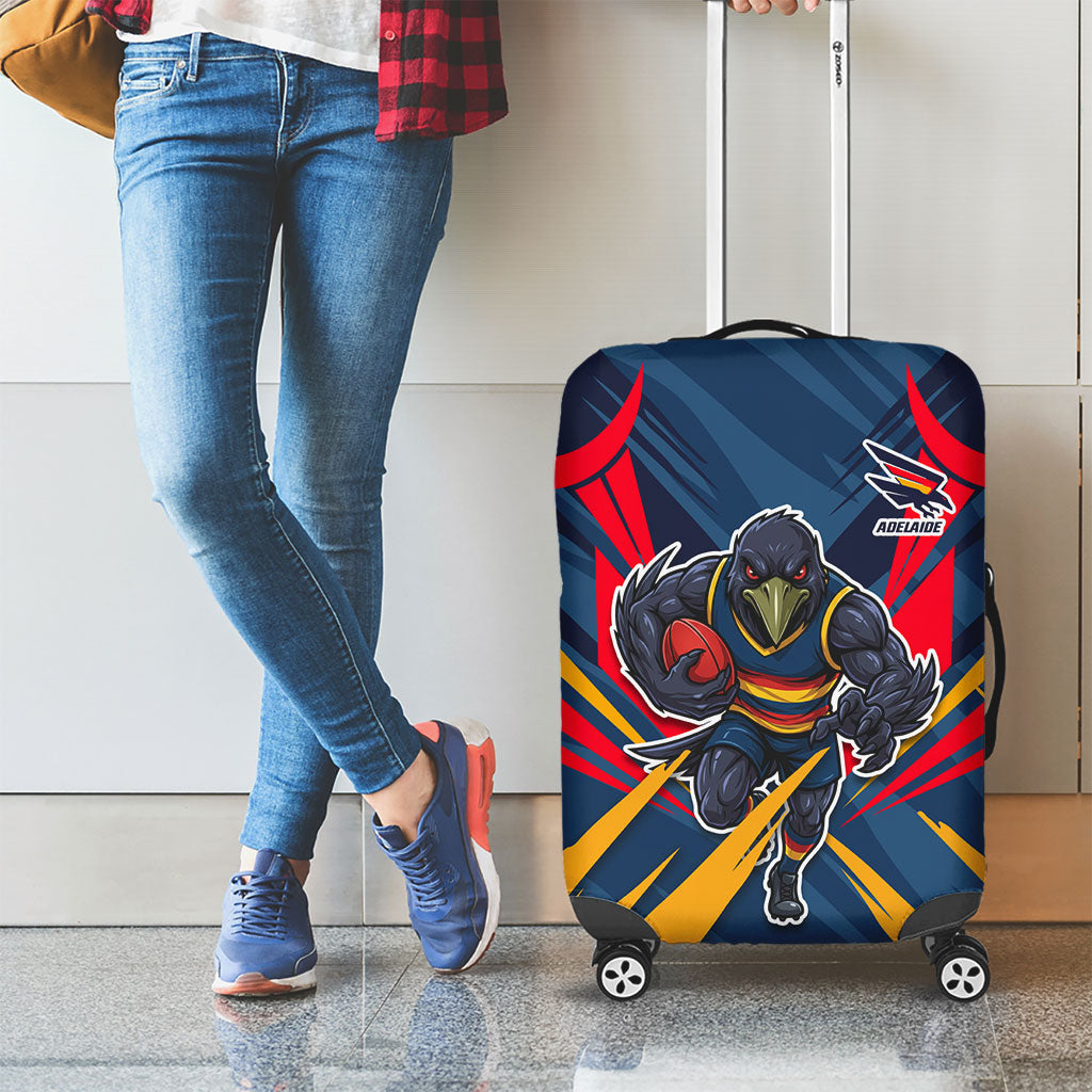 Adelaide Crows Australian Football Luggage Cover Muscular Mascot Graphic - Bold Team Colors