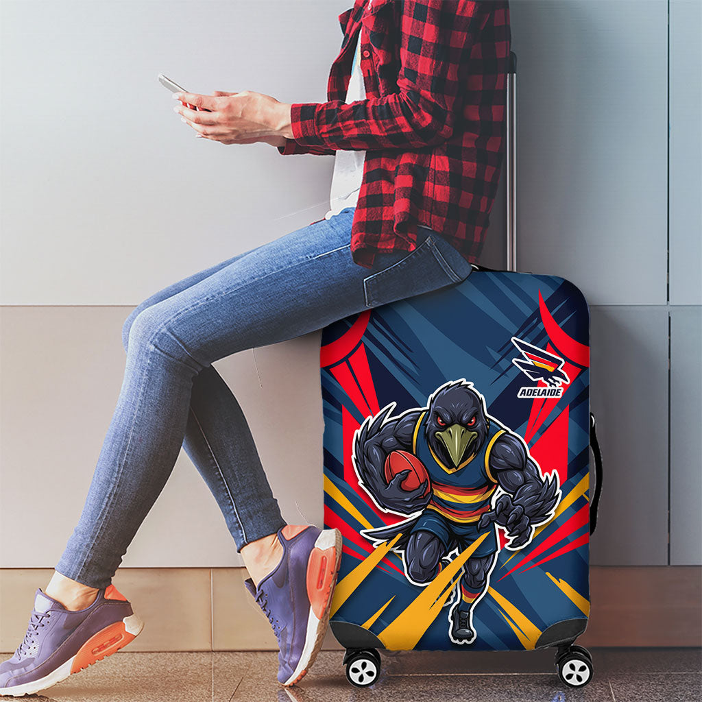 Adelaide Crows Australian Football Luggage Cover Muscular Mascot Graphic - Bold Team Colors