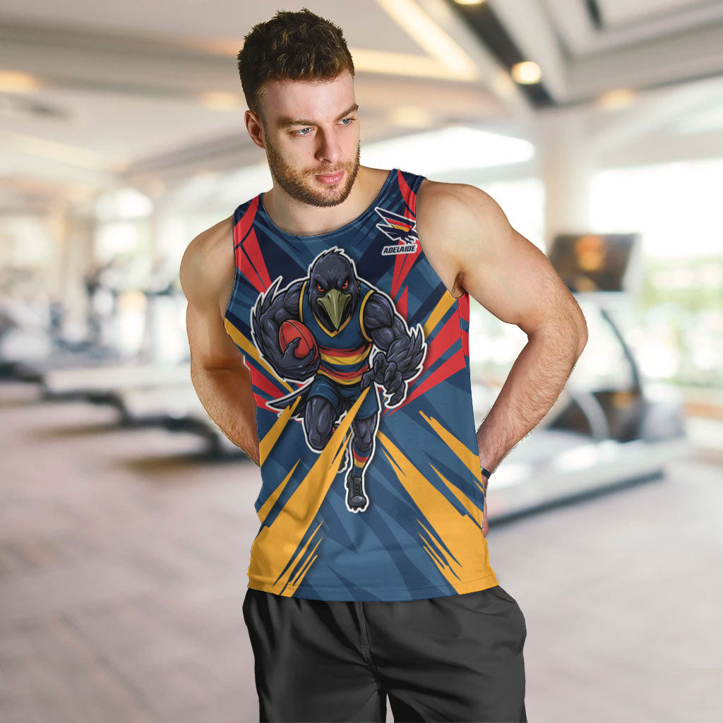 Adelaide Crows Australian Football Men Tank Top Muscular Mascot Graphic - Bold Team Colors