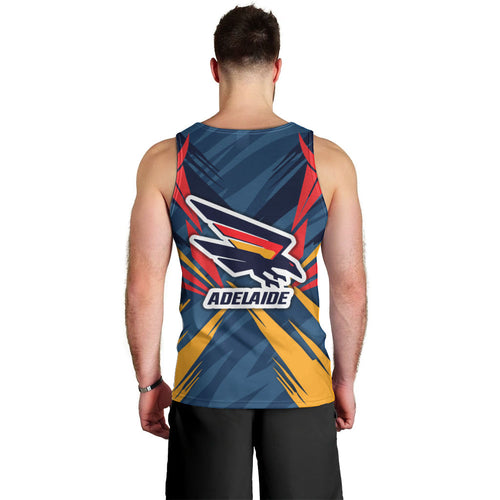 Adelaide Crows Australian Football Men Tank Top Muscular Mascot Graphic - Bold Team Colors