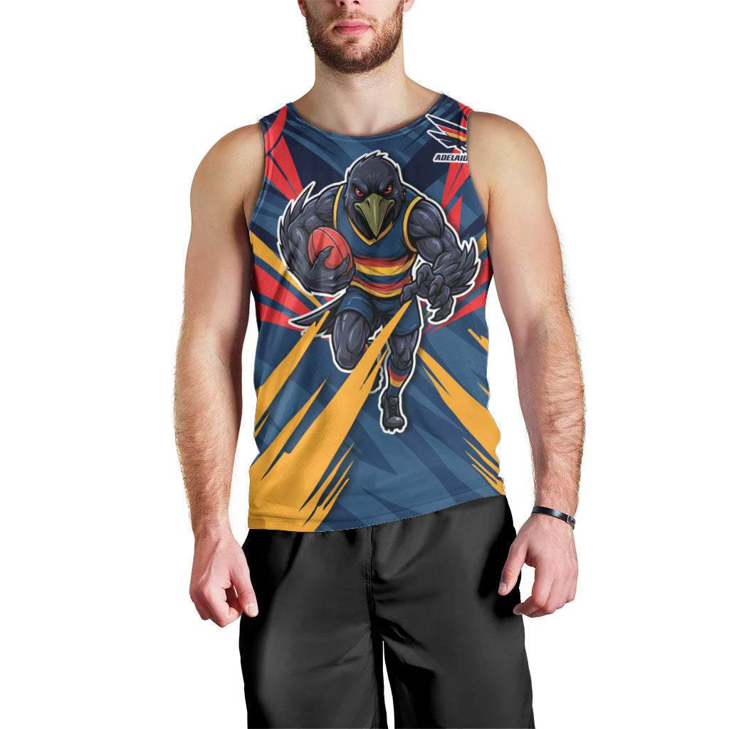 Adelaide Crows Australian Football Men Tank Top Muscular Mascot Graphic - Bold Team Colors