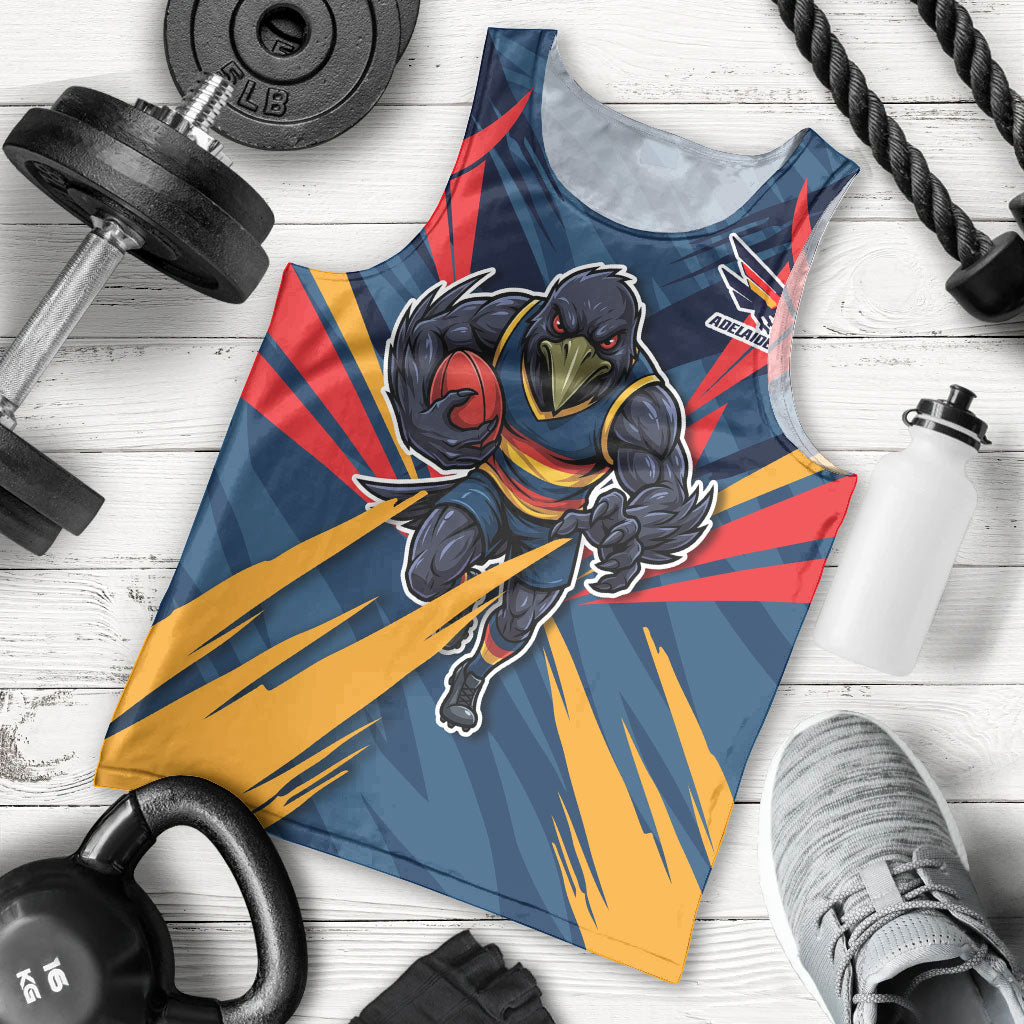 Adelaide Crows Australian Football Men Tank Top Muscular Mascot Graphic - Bold Team Colors