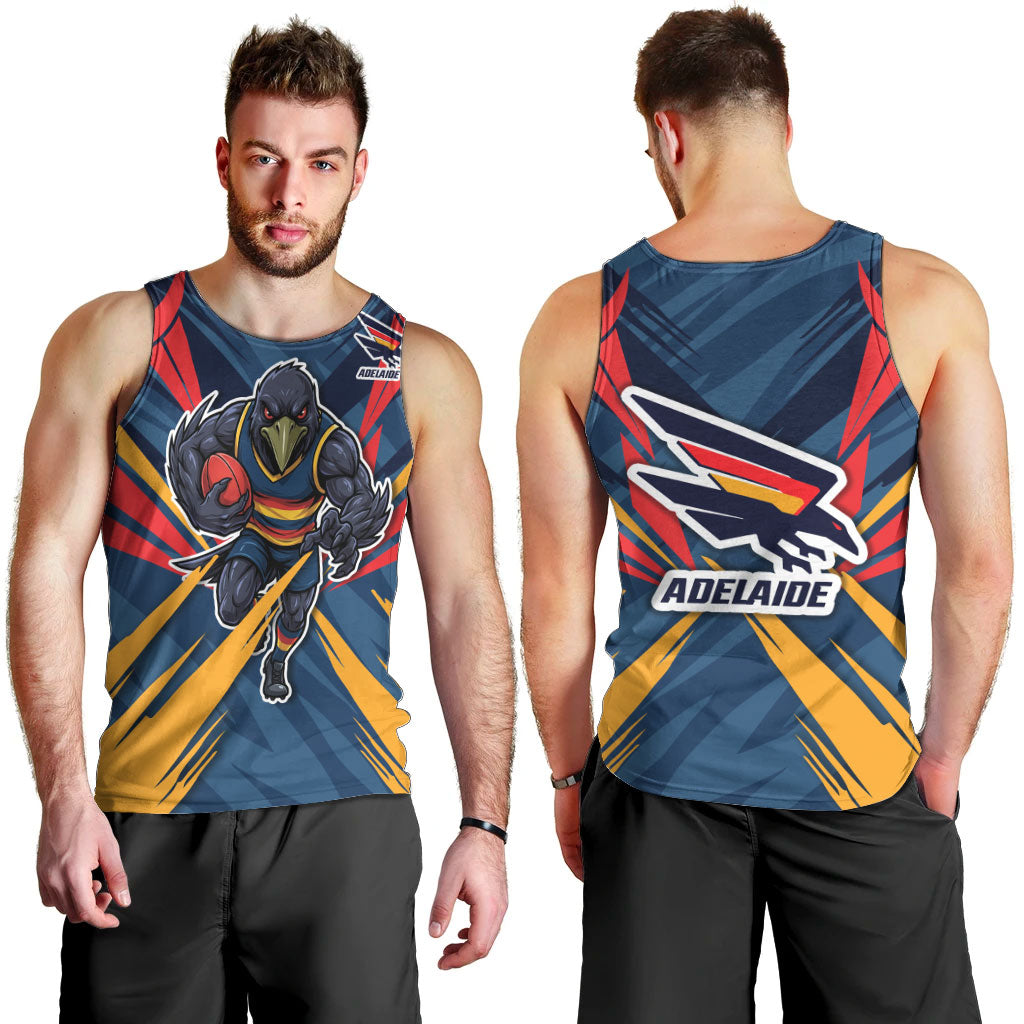 Adelaide Crows Australian Football Men Tank Top Muscular Mascot Graphic - Bold Team Colors