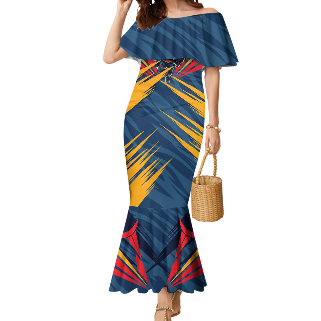 Adelaide Crows Australian Football Mermaid Dress Muscular Mascot Graphic - Bold Team Colors