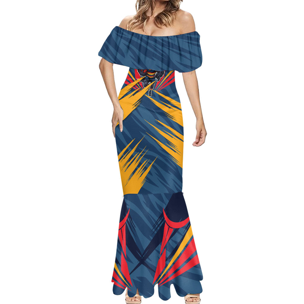 Adelaide Crows Australian Football Mermaid Dress Muscular Mascot Graphic - Bold Team Colors