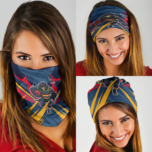Adelaide Crows Australian Football Neck Gaiter Muscular Mascot Graphic - Bold Team Colors