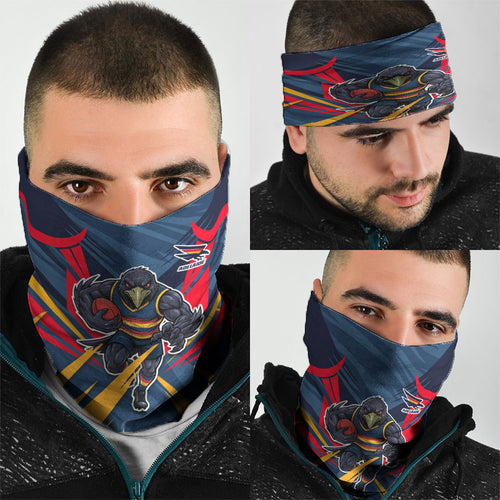 Adelaide Crows Australian Football Neck Gaiter Muscular Mascot Graphic - Bold Team Colors