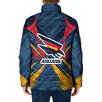 Adelaide Crows Australian Football Padded Jacket Muscular Mascot Graphic - Bold Team Colors