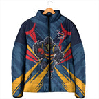 Adelaide Crows Australian Football Padded Jacket Muscular Mascot Graphic - Bold Team Colors