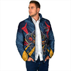 Adelaide Crows Australian Football Padded Jacket Muscular Mascot Graphic - Bold Team Colors