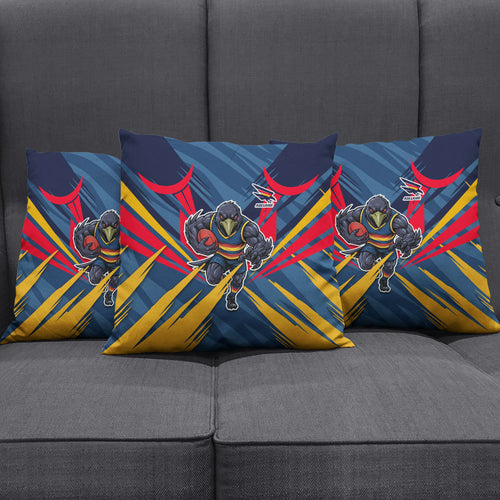Adelaide Crows Australian Football Pillow Cover Muscular Mascot Graphic - Bold Team Colors