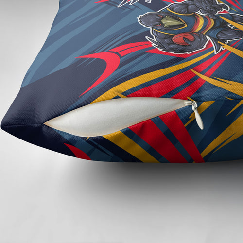Adelaide Crows Australian Football Pillow Cover Muscular Mascot Graphic - Bold Team Colors