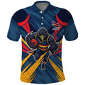 Adelaide Crows Australian Football Polo Shirt Muscular Mascot Graphic - Bold Team Colors