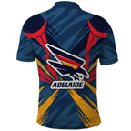 Adelaide Crows Australian Football Polo Shirt Muscular Mascot Graphic - Bold Team Colors