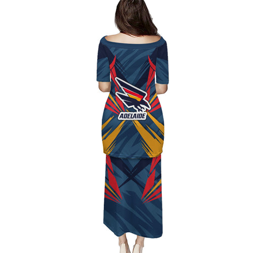 Adelaide Crows Australian Football Puletasi Muscular Mascot Graphic - Bold Team Colors