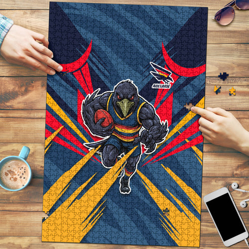Adelaide Crows Australian Football Puzzle Muscular Mascot Graphic - Bold Team Colors