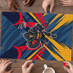 Adelaide Crows Australian Football Puzzle Muscular Mascot Graphic - Bold Team Colors