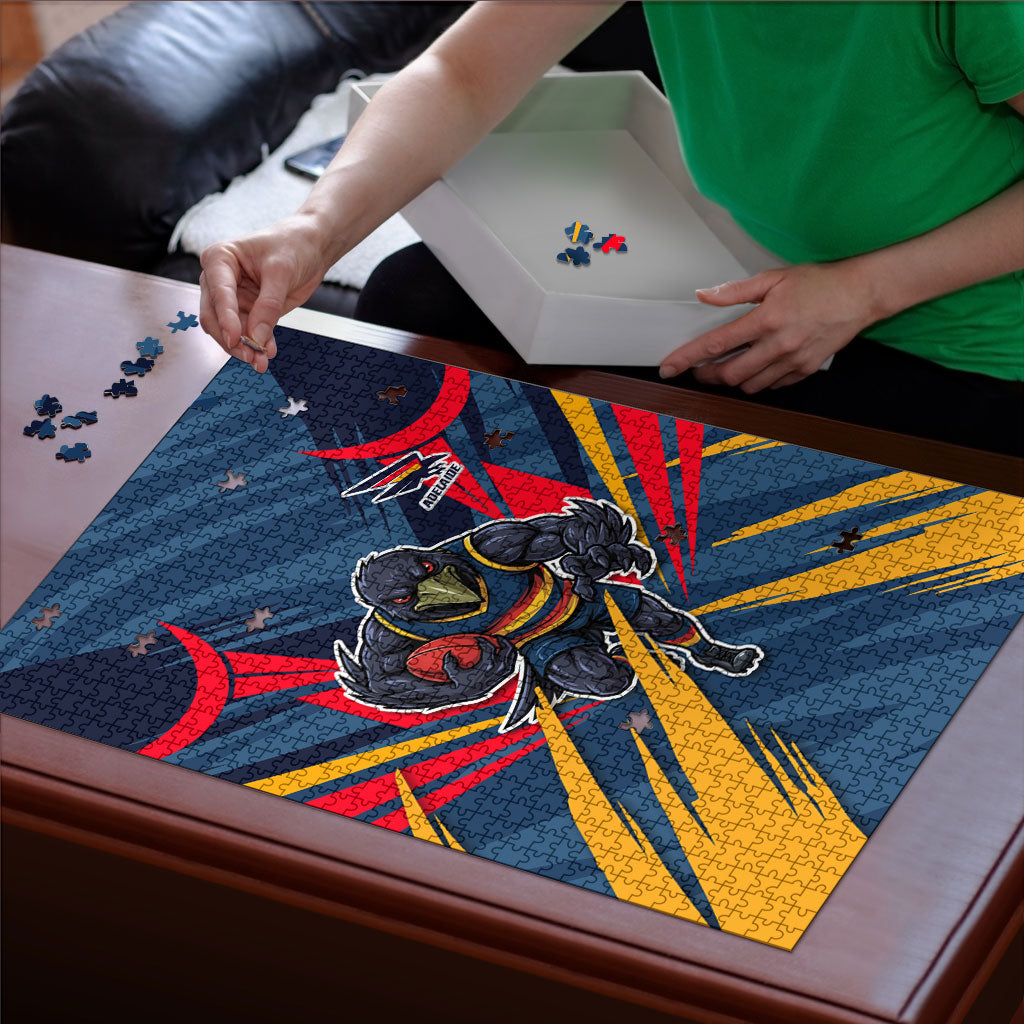 Adelaide Crows Australian Football Puzzle Muscular Mascot Graphic - Bold Team Colors