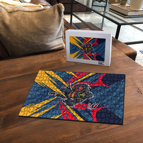 Adelaide Crows Australian Football Puzzle Muscular Mascot Graphic - Bold Team Colors