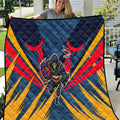 Adelaide Crows Australian Football Quilt Muscular Mascot Graphic - Bold Team Colors