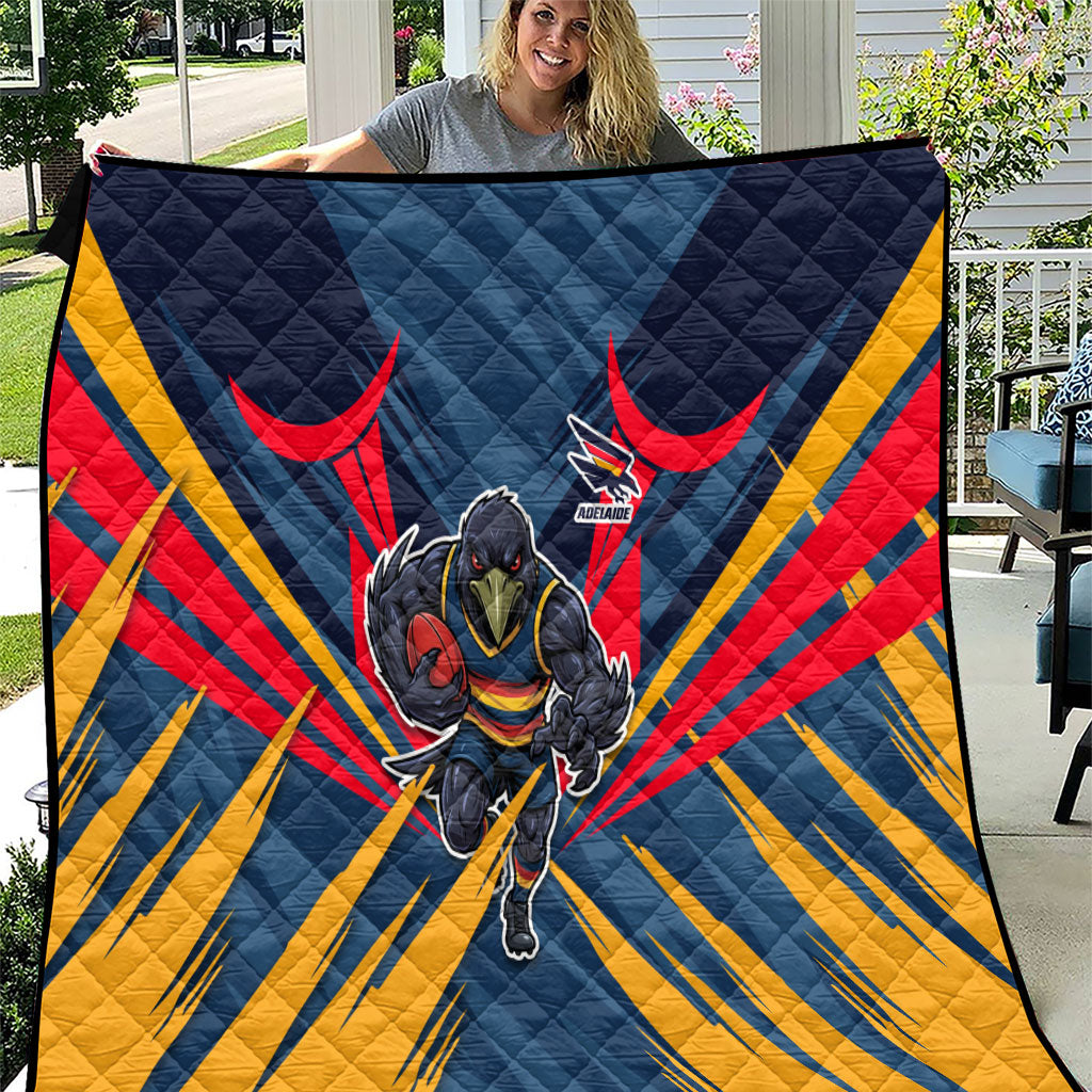Adelaide Crows Australian Football Quilt Muscular Mascot Graphic - Bold Team Colors