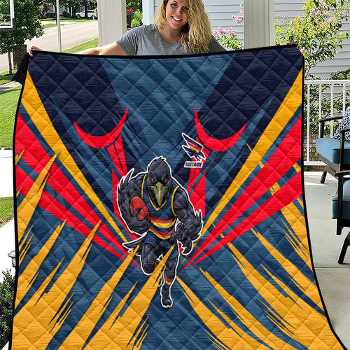 Adelaide Crows Australian Football Quilt Muscular Mascot Graphic - Bold Team Colors
