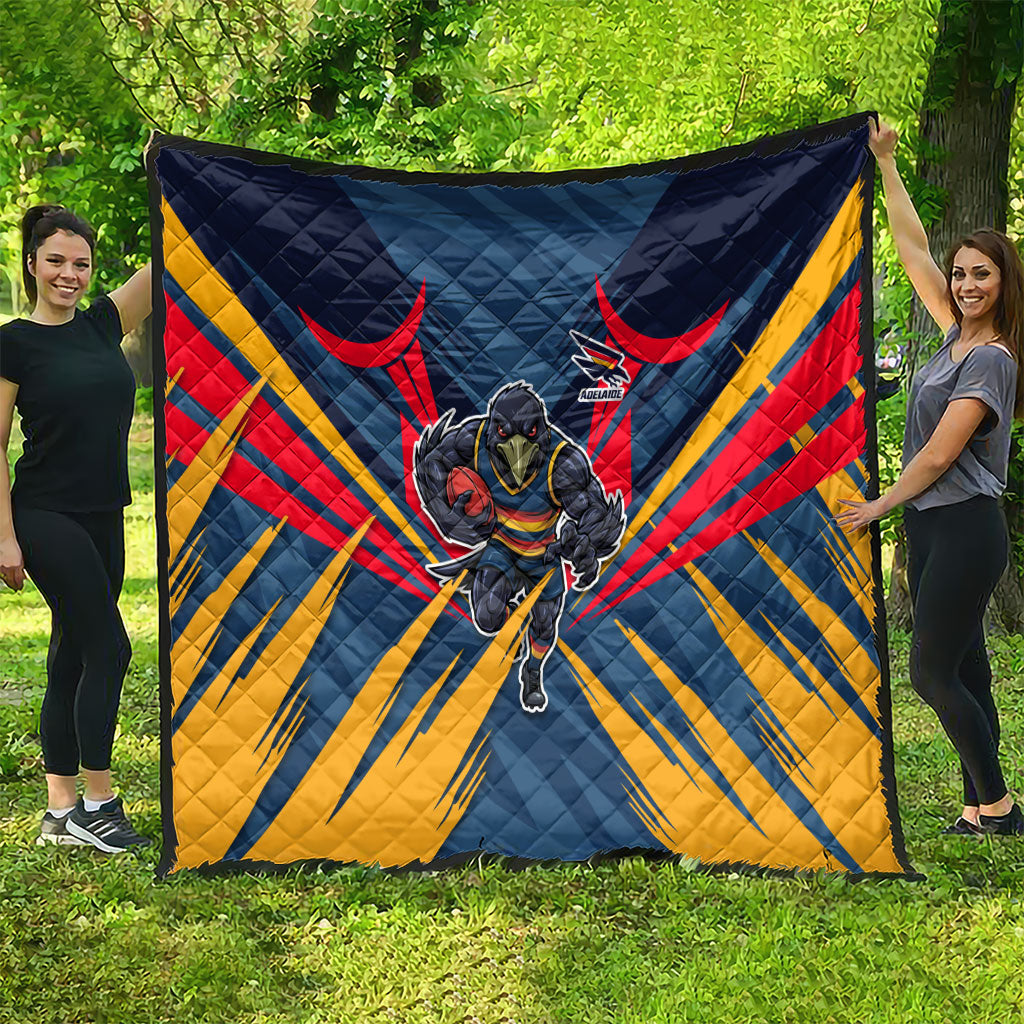 Adelaide Crows Australian Football Quilt Muscular Mascot Graphic - Bold Team Colors