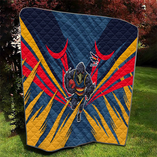 Adelaide Crows Australian Football Quilt Muscular Mascot Graphic - Bold Team Colors
